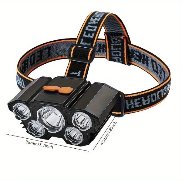 Rechargeable LED Headlamp - 5 Bright Lights, Portable for Camping, Fishing and Emergency Outdoor Work Lighting - Image 2