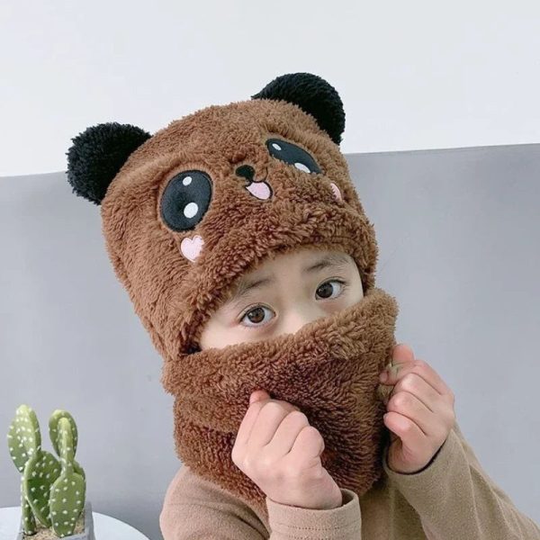 Fashionable Kids Beanie Set - Autumn & Winter Cartoon Scarf Hat, Double Layer Wool, Warm Boys & Girls Winter Hat - Image 3