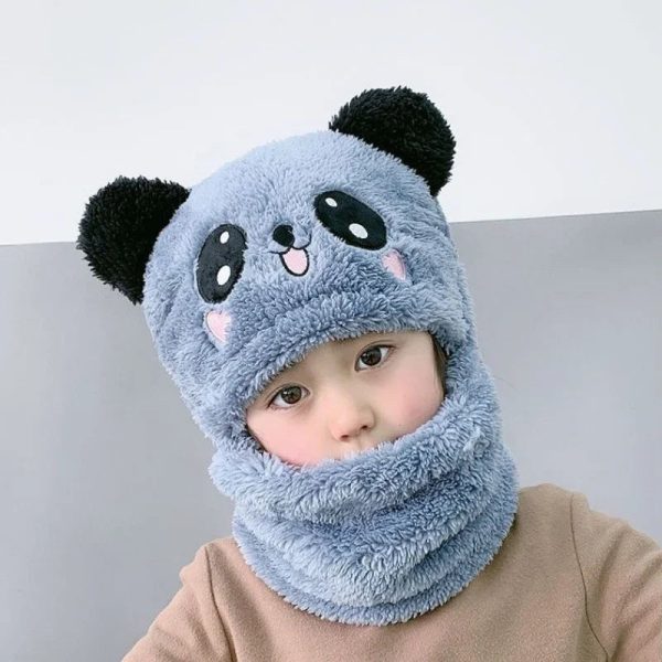 Fashionable Kids Beanie Set - Autumn & Winter Cartoon Scarf Hat, Double Layer Wool, Warm Boys & Girls Winter Hat