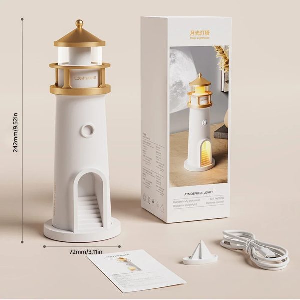 Moon Projection Lighthouse Night Light – Dimmable, Motion Sensor, Bluetooth Music, Timing Ambient Lamp for Christmas & Birthday Gift - Image 3
