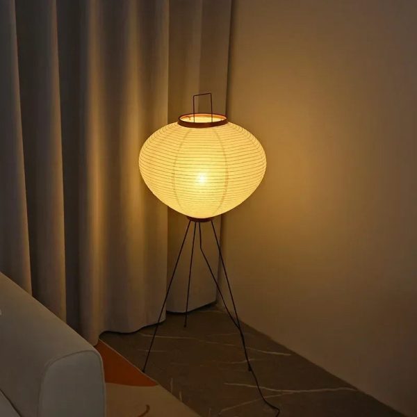 Noguchi Akari Rice Paper Floor Lamp - Japanese Wabi Sabi Vintage Standing Light for Bedroom & Living Room Decor - Image 3