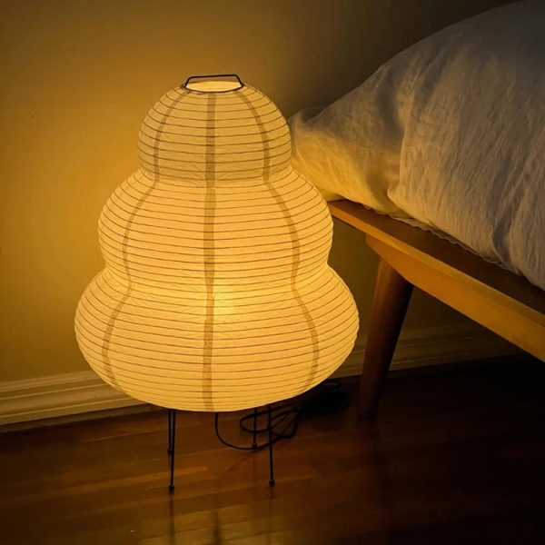 Japanese Style LED Rice Paper Desk Lamp – Tricolor Dimming Home Art Decoration for Living Room, Hotel, Bedroom & Bedside Night Light - Image 4