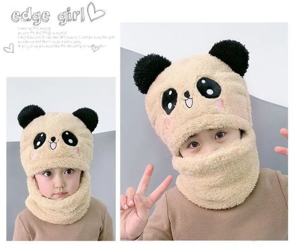 Fashionable Kids Beanie Set - Autumn & Winter Cartoon Scarf Hat, Double Layer Wool, Warm Boys & Girls Winter Hat - Image 2
