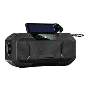 Solar-Powered Hand Crank Emergency Radio with LED Flashlight, Power Bank, Bluetooth 5.0 Speaker - AM/FM Radio and Phone Charger